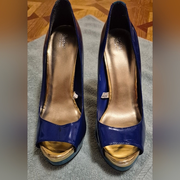Mossimo Womens Stiletto Heels Shoes Size 8 Slip On Blue/Teal Peep Toe - Picture 2 of 12